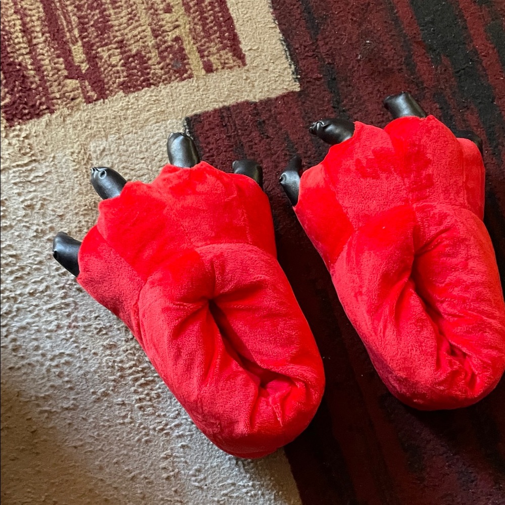 Red Kids Dinosaur Claw Slippers